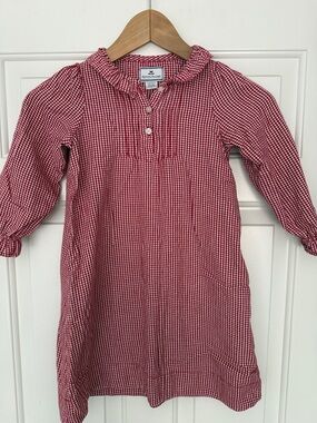Girls Petite Plume Flannel Victoria Nightgown in Red Mini Gingham